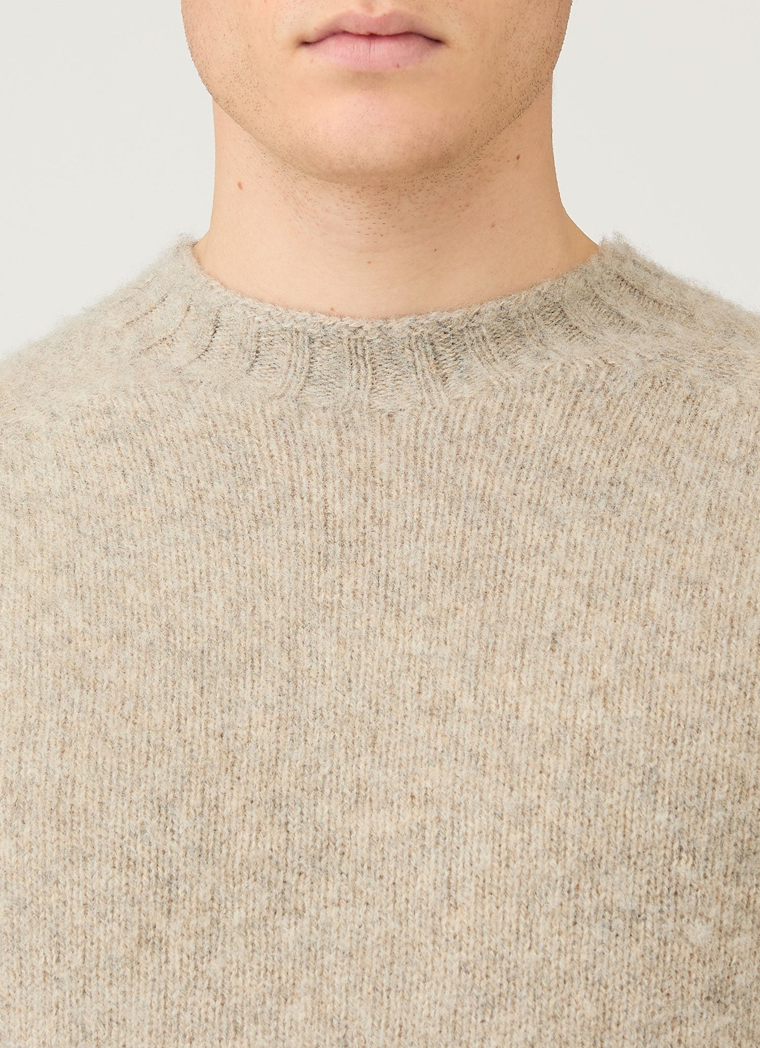 Pull Ras-du-Cou Homme en Mélange Avoine
