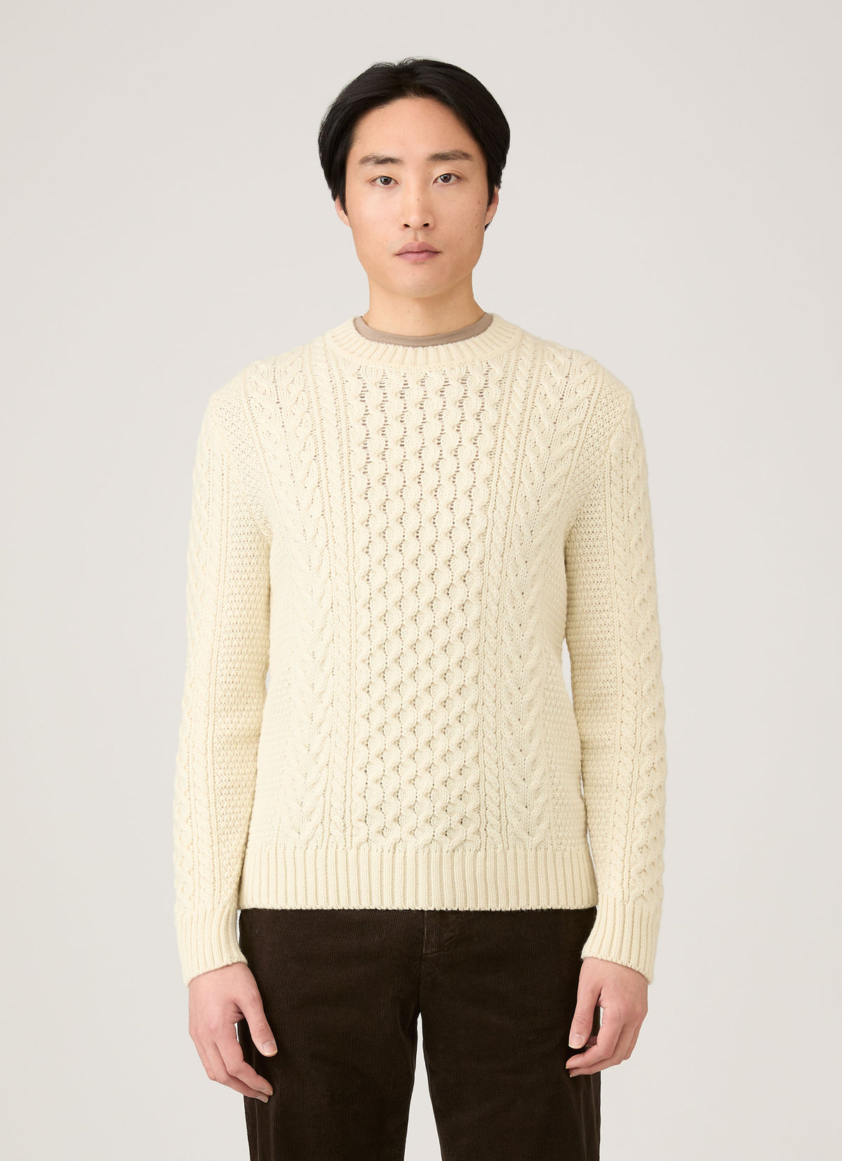 Pull torsadé homme écru