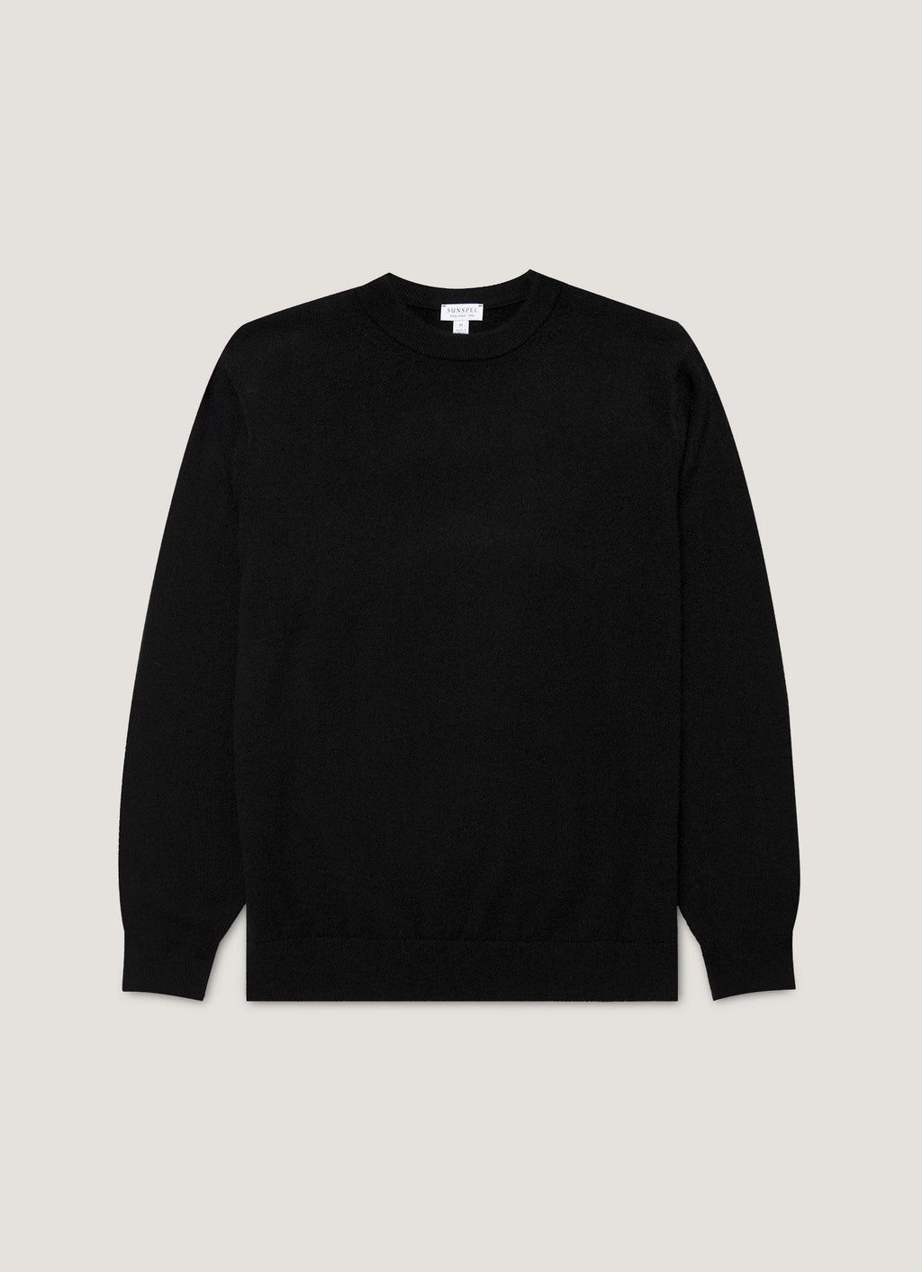 Pull col rond en cachemire noir pour homme