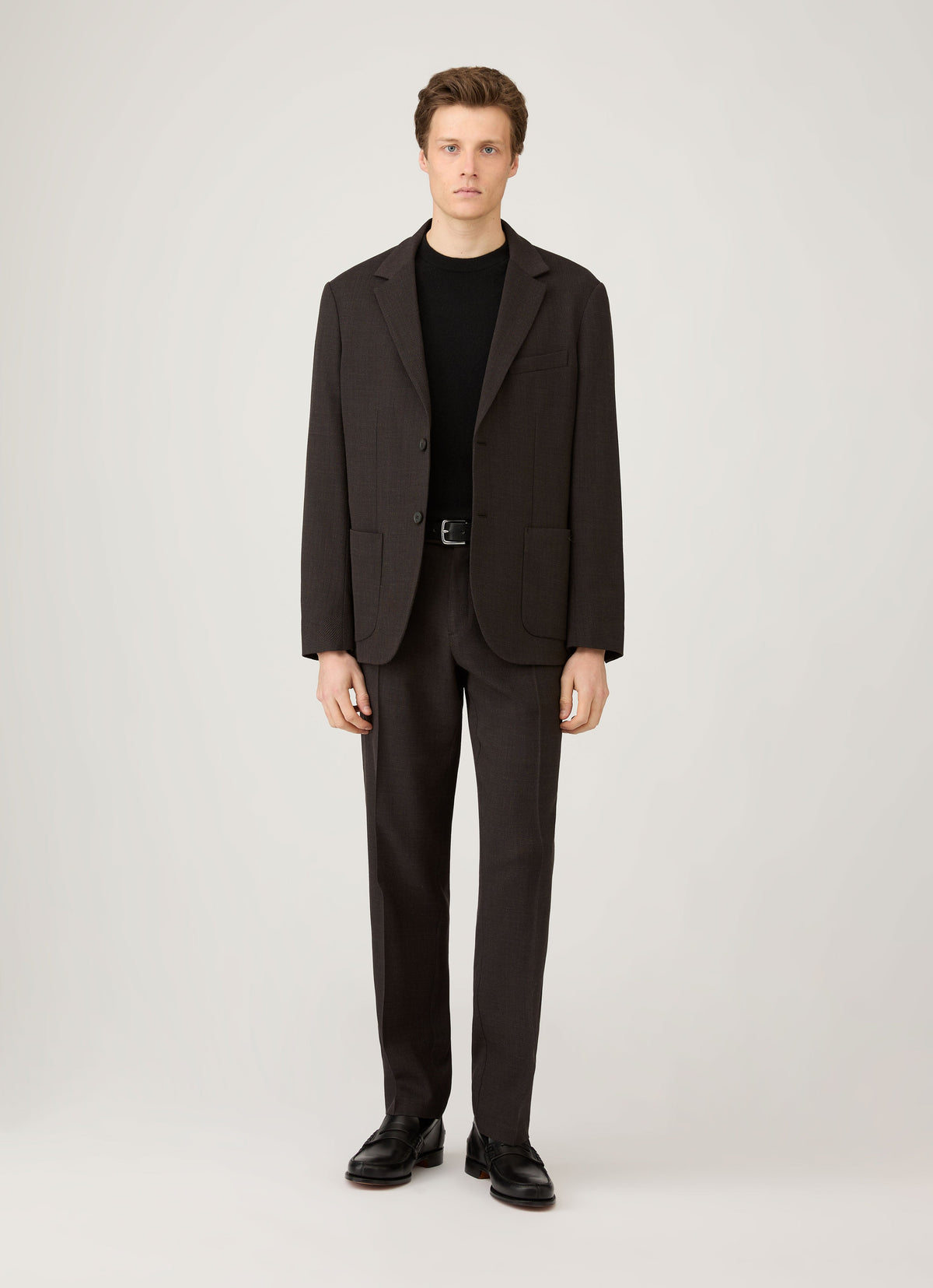 Pull col rond en cachemire noir pour homme