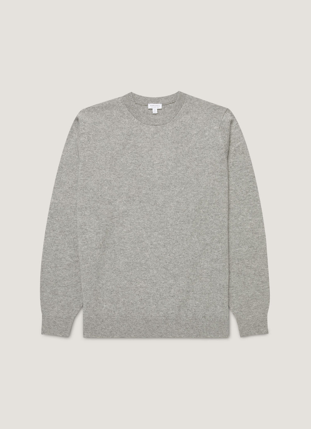 Pull col rond en cachemire pour homme gris chiné