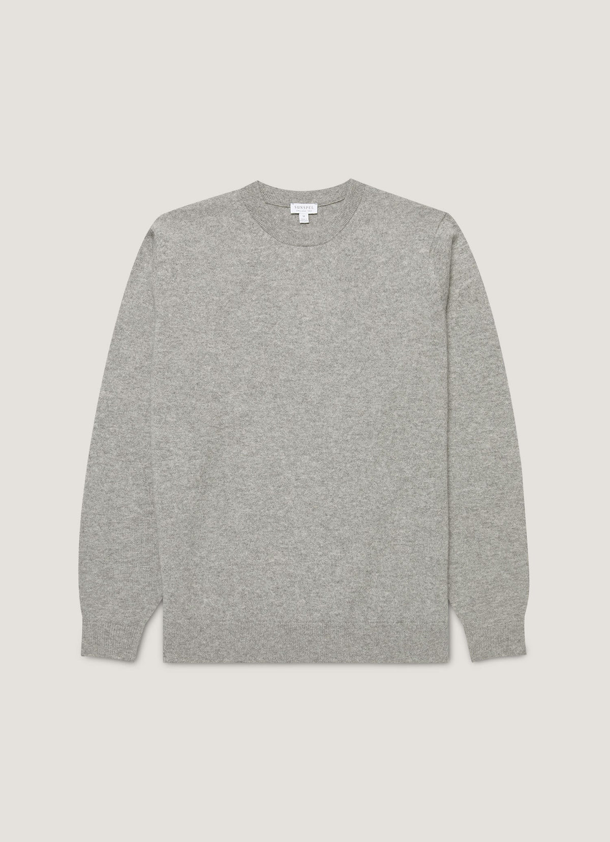 Pull col rond en cachemire pour homme gris chiné