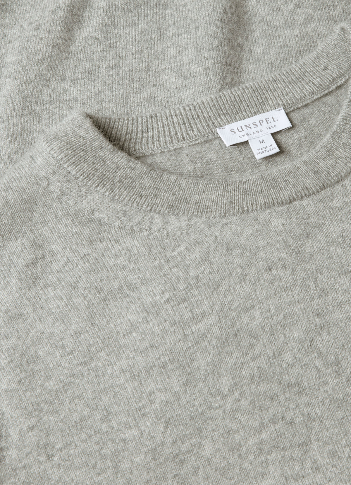 Pull col rond en cachemire pour homme gris chiné