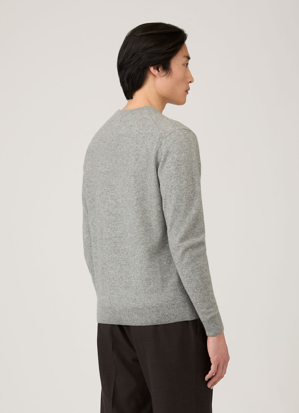 Pull col rond en cachemire pour homme gris chiné