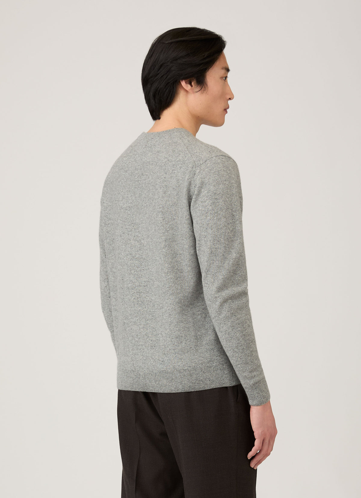 Pull col rond en cachemire pour homme gris chiné