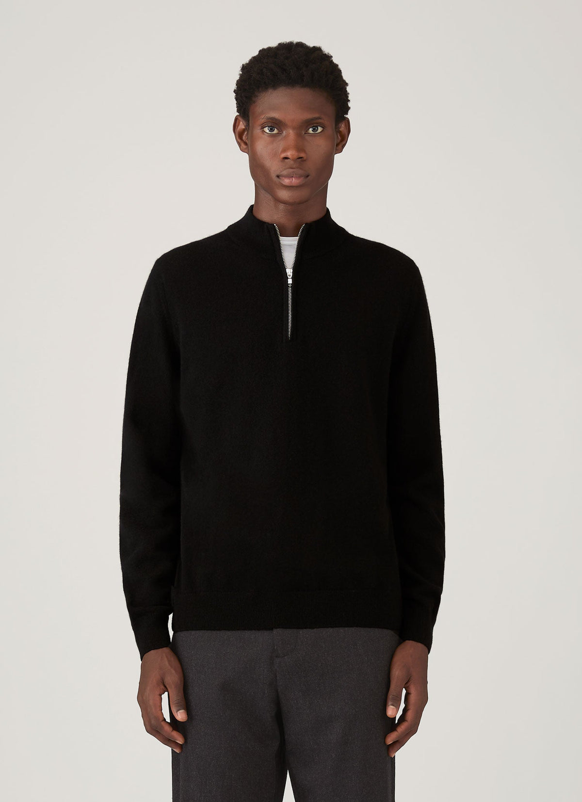 Pull zippé en cachemire pour homme Noir