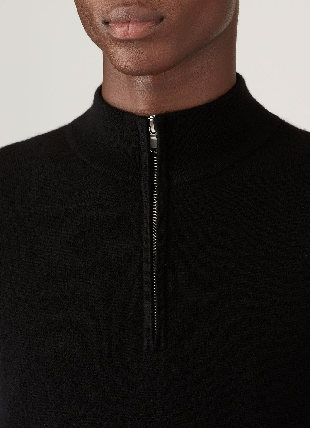 Pull zippé en cachemire pour homme Noir