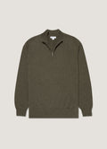 Pull demi-zippé en cachemire kaki pour homme