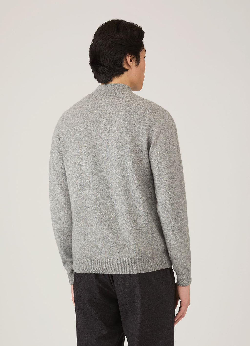 Pull en cachemire demi-zippé pour homme en gris chiné