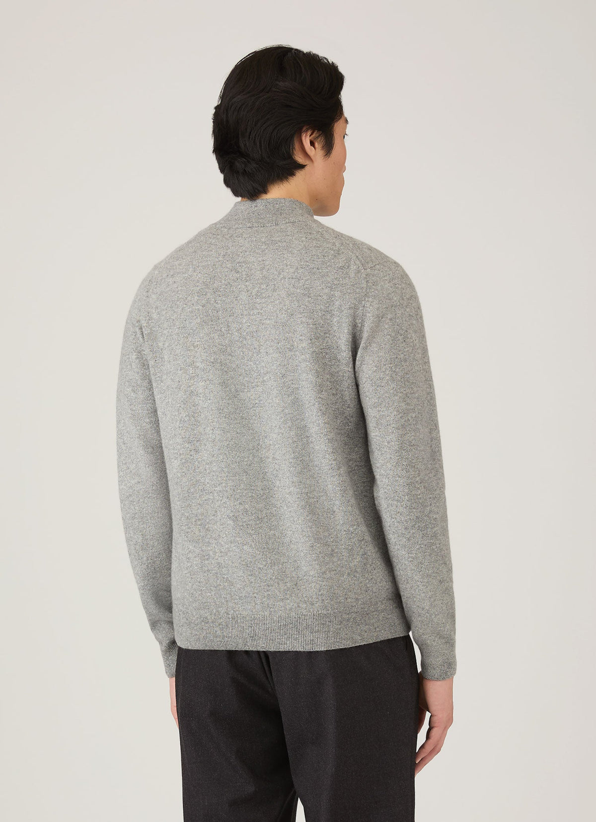 Pull en cachemire demi-zippé pour homme en gris chiné