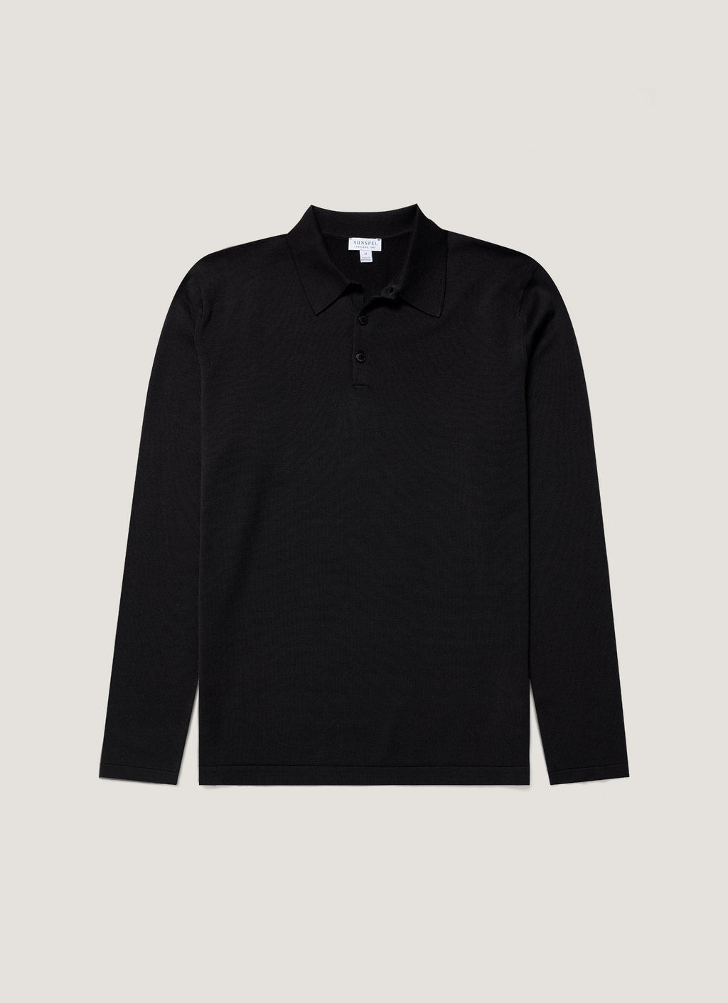 Polo à manches longues en coton Sea Island noir pour homme