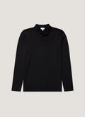 Polo à manches longues en coton Sea Island noir pour homme