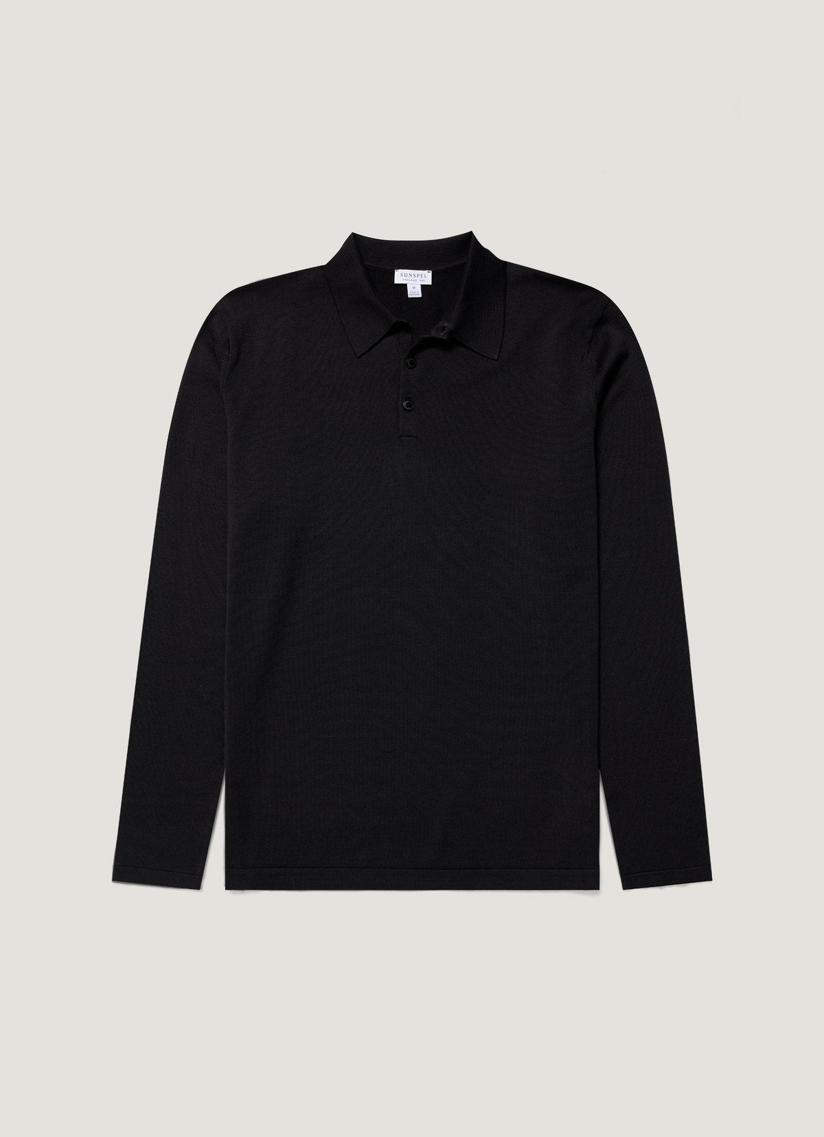 Polo à manches longues en coton Sea Island noir pour homme