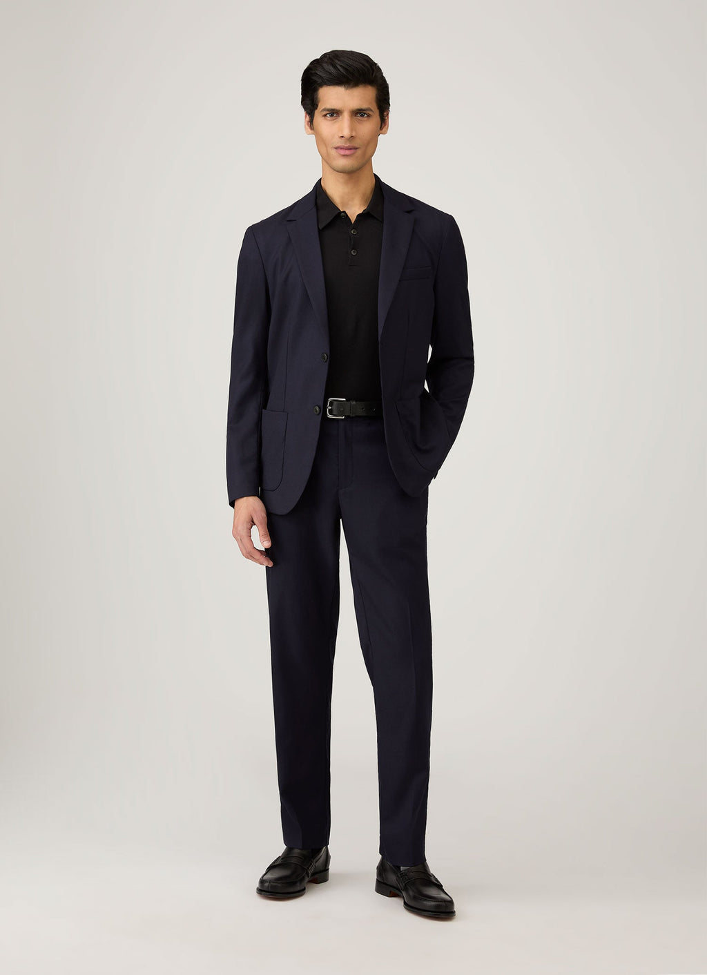 Polo à manches longues en coton Sea Island noir pour homme