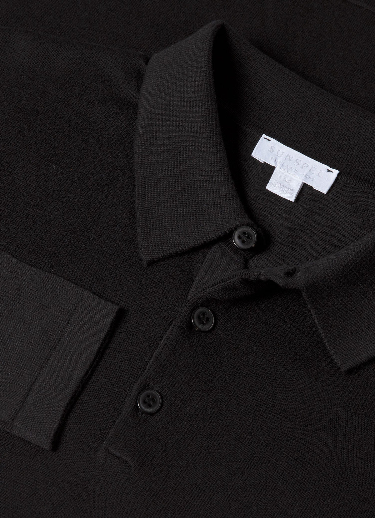 Polo à manches longues en coton Sea Island noir pour homme