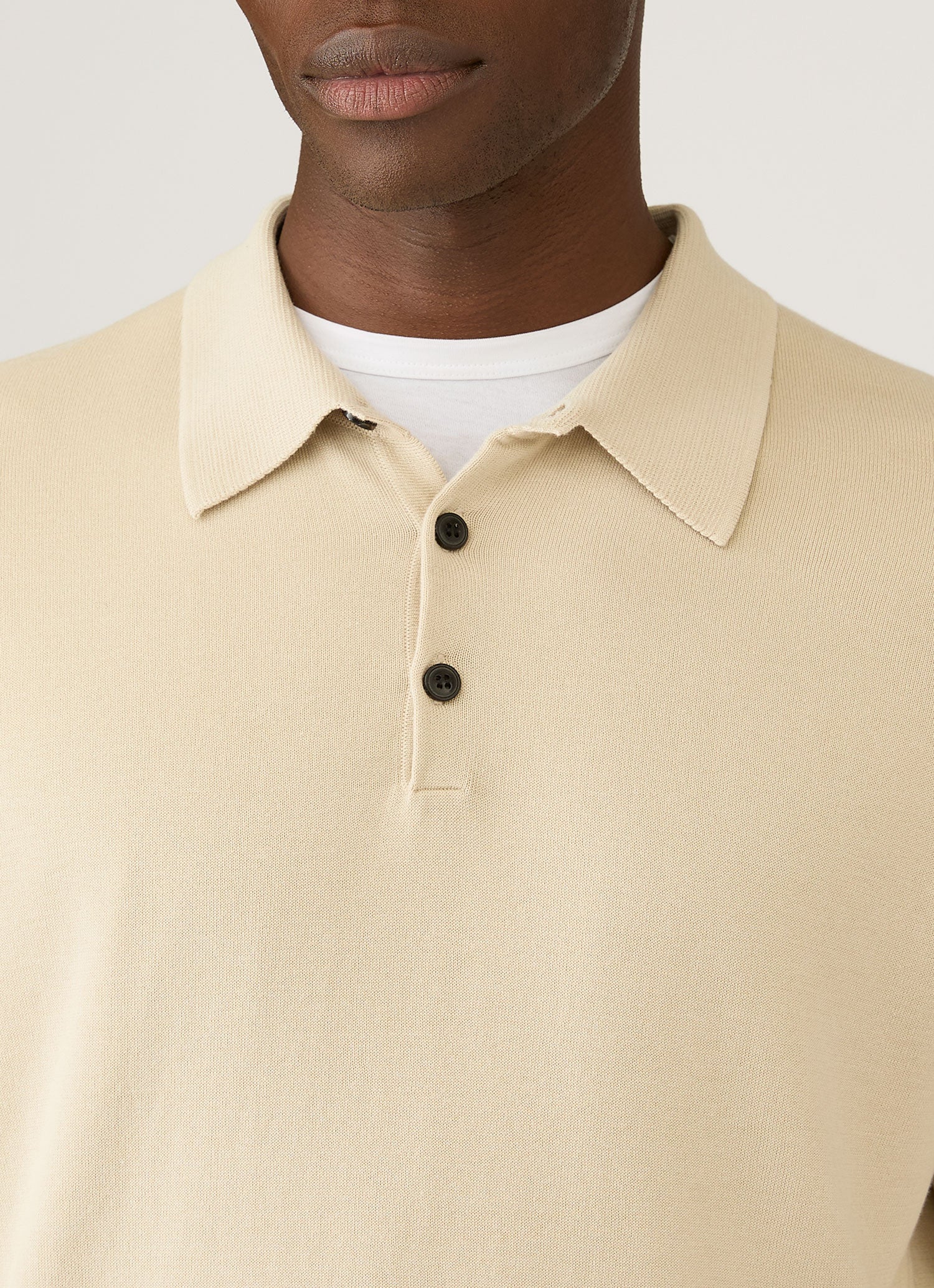Men's Long Sleeve Sea Island Cotton Knit Polo Shirt in Hazelwood
