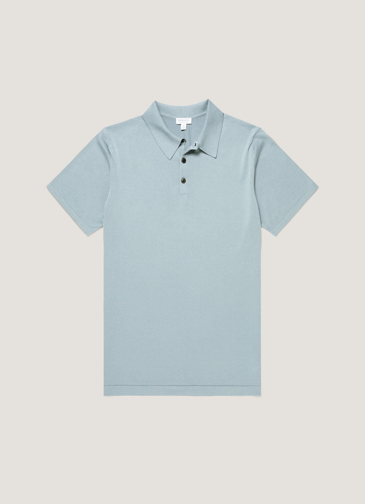 Polo en maille de coton Sea Island pour homme, bleu pierre