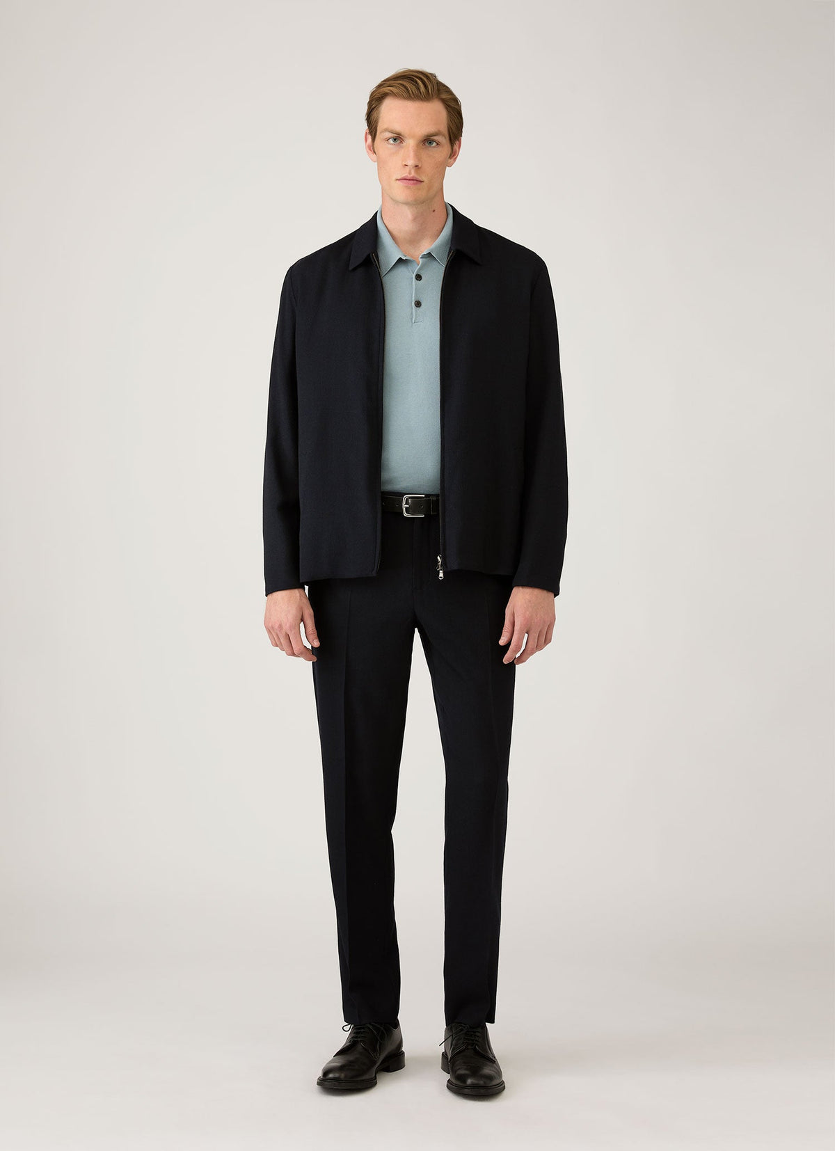 Polo en maille de coton Sea Island pour homme, bleu pierre
