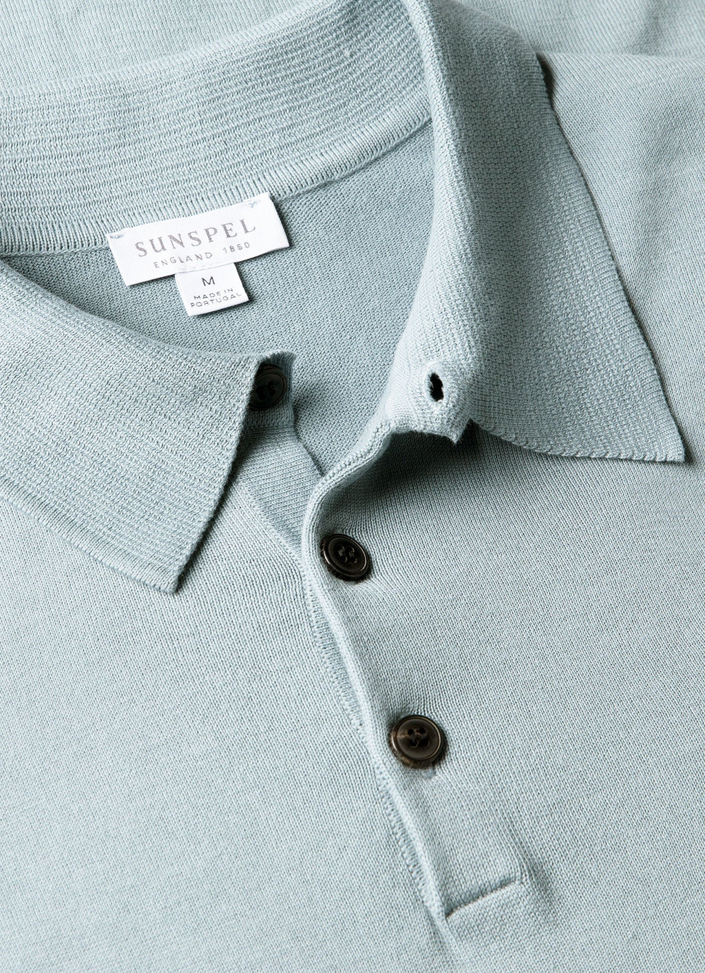 Polo en maille de coton Sea Island pour homme, bleu pierre