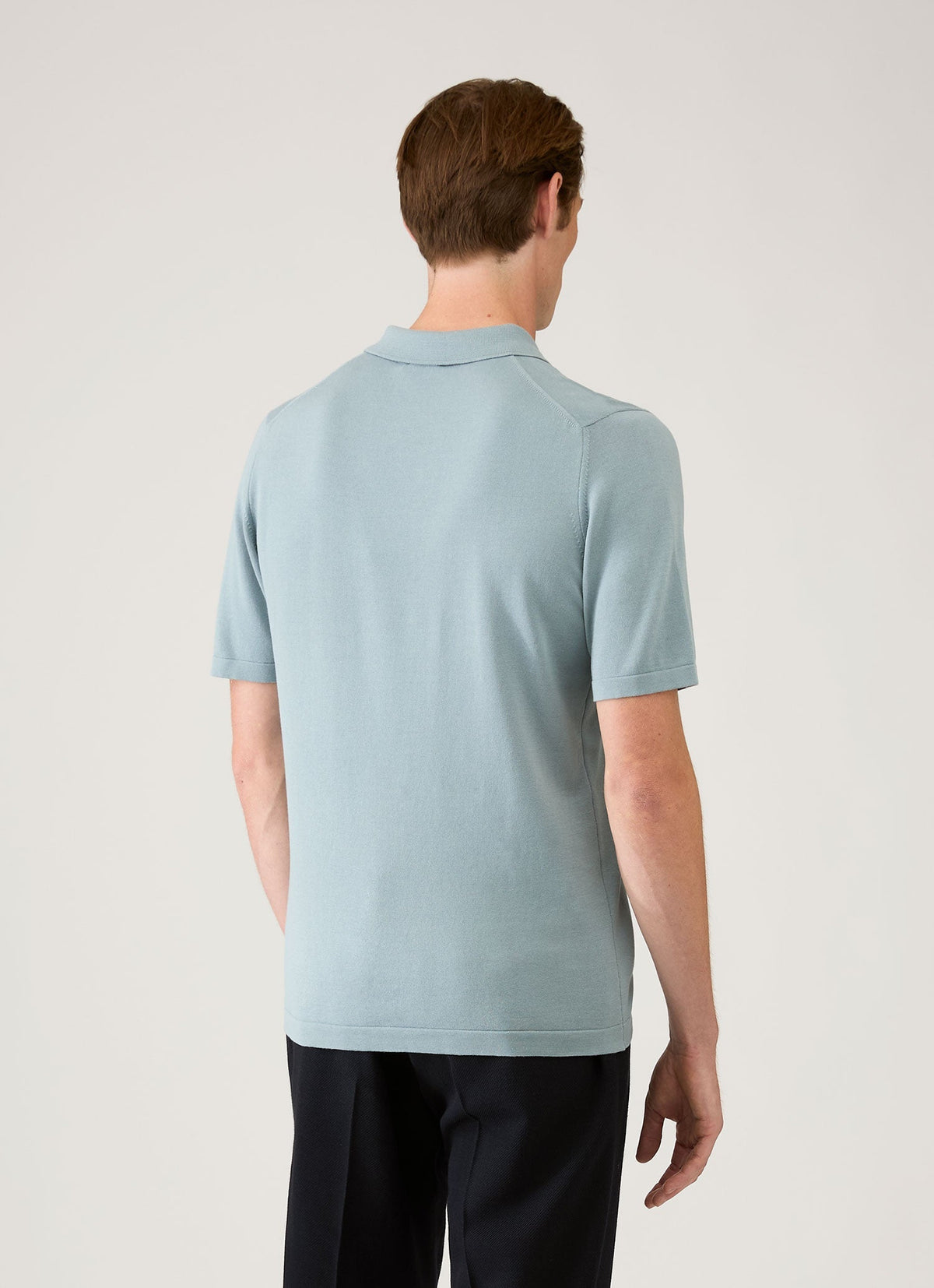 Polo en maille de coton Sea Island pour homme, bleu pierre