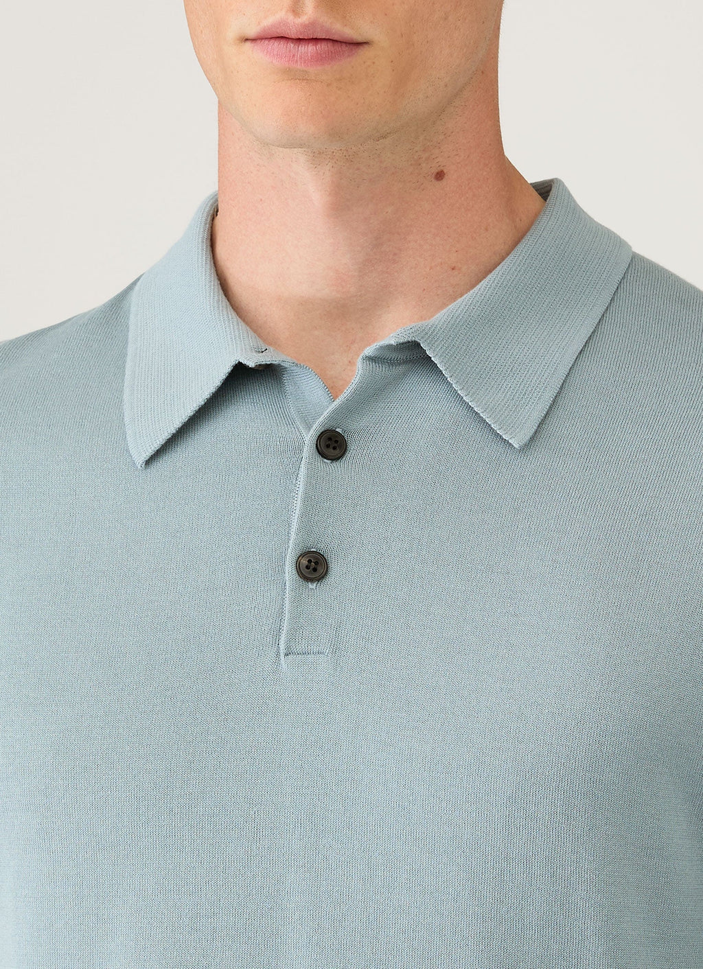 Polo en maille de coton Sea Island pour homme, bleu pierre