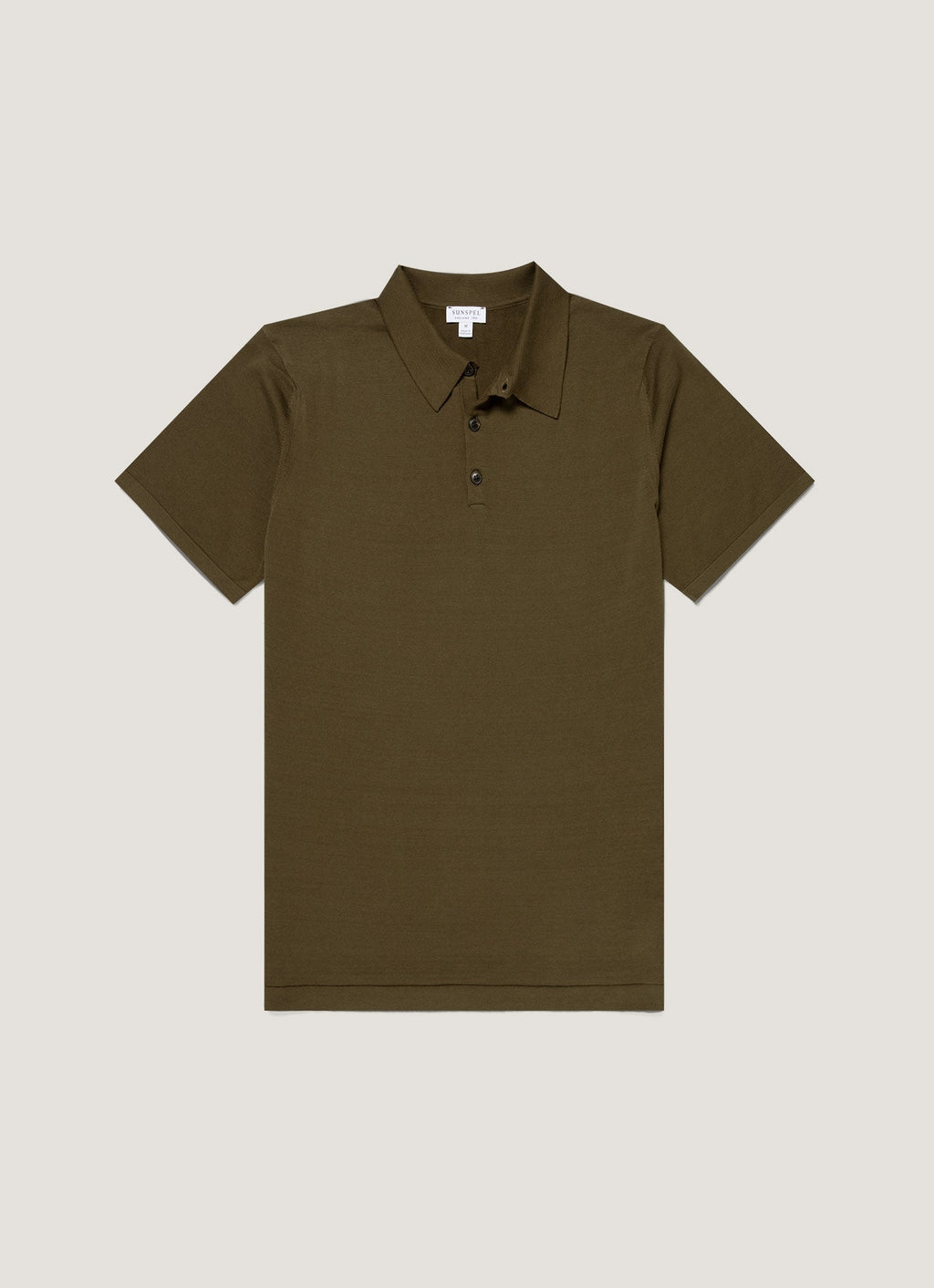 Polo en maille de coton Sea Island pour homme, couleur olive intense