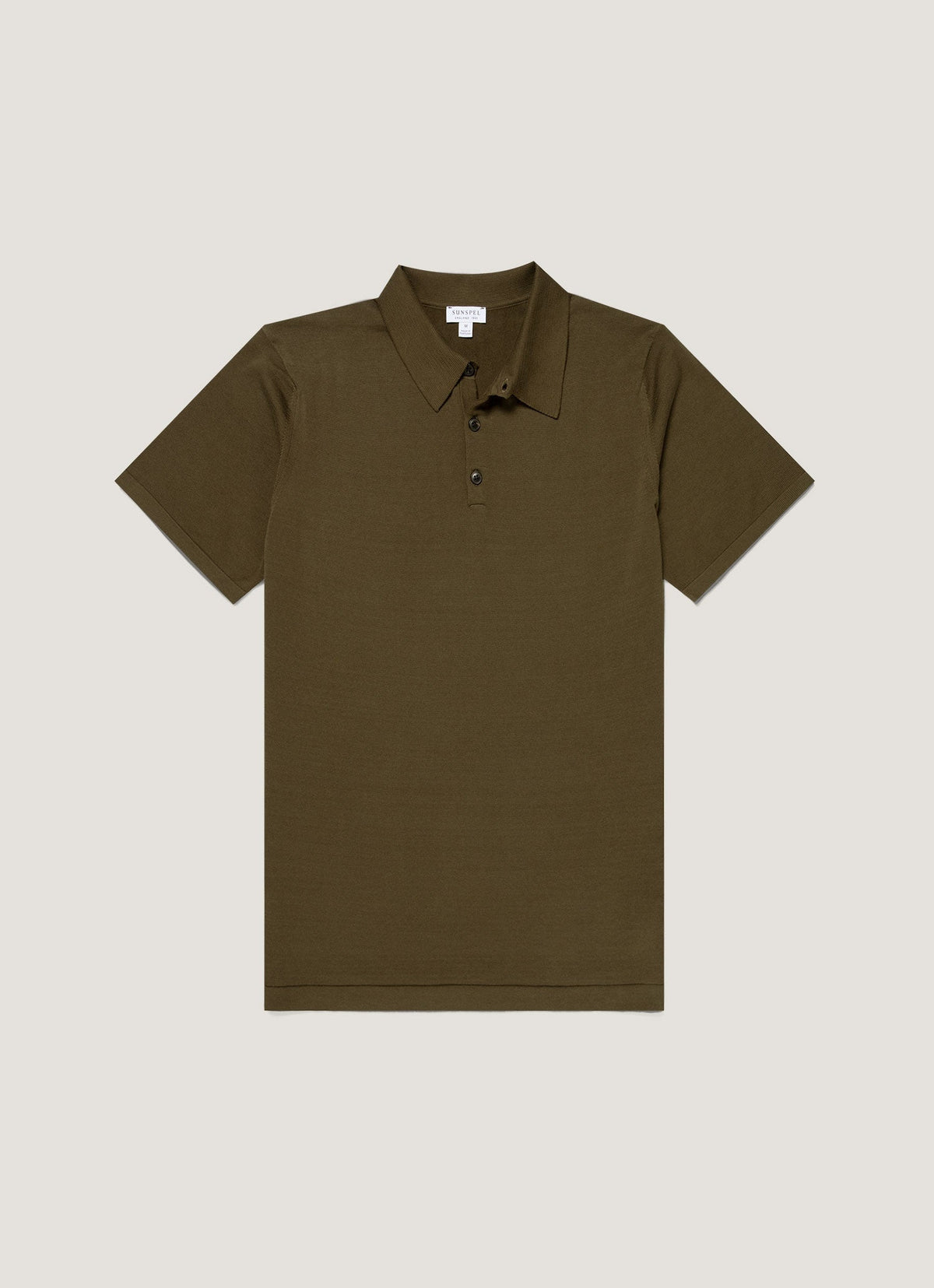 Polo en maille de coton Sea Island pour homme, couleur olive intense