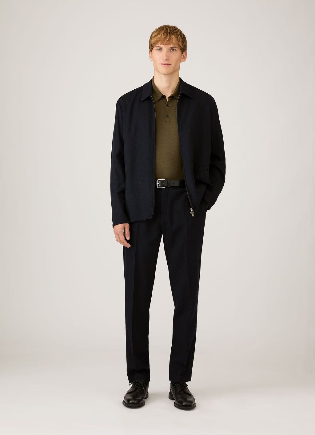 Polo en maille de coton Sea Island pour homme, couleur olive intense