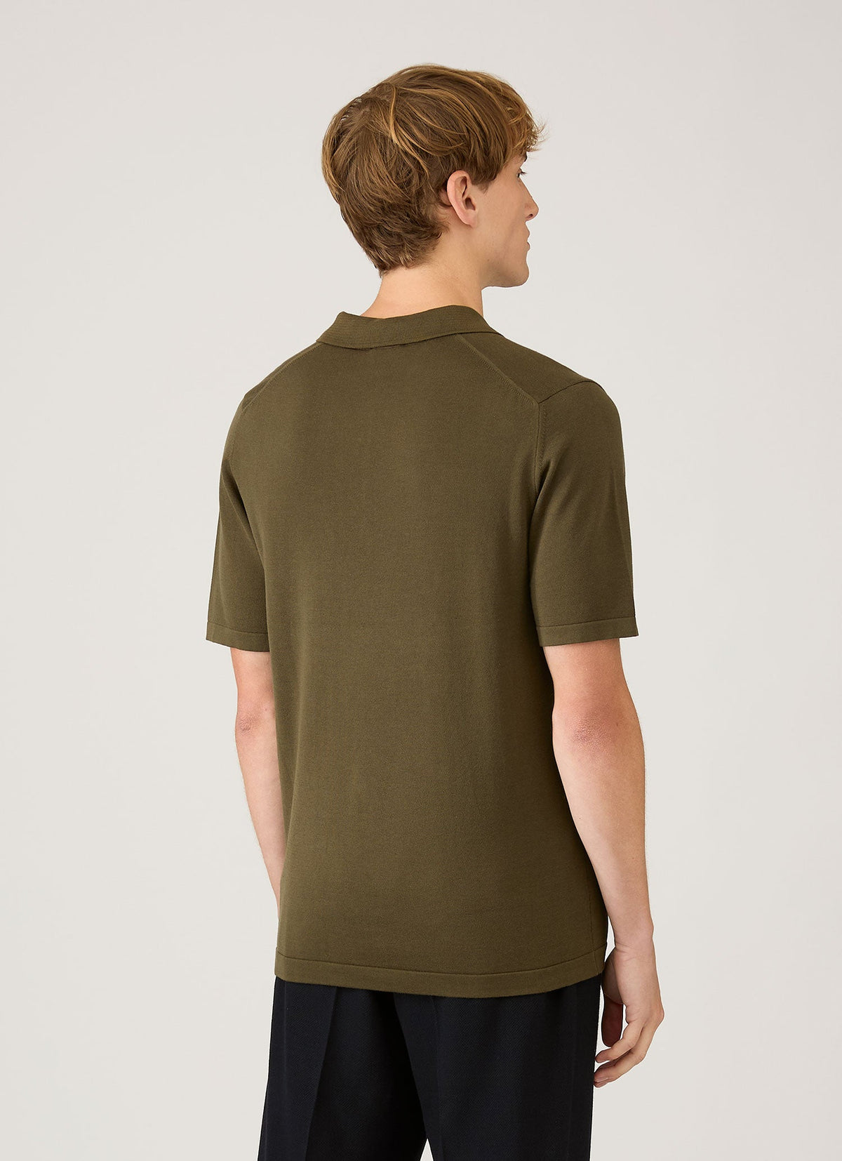 Polo en maille de coton Sea Island pour homme, couleur olive intense