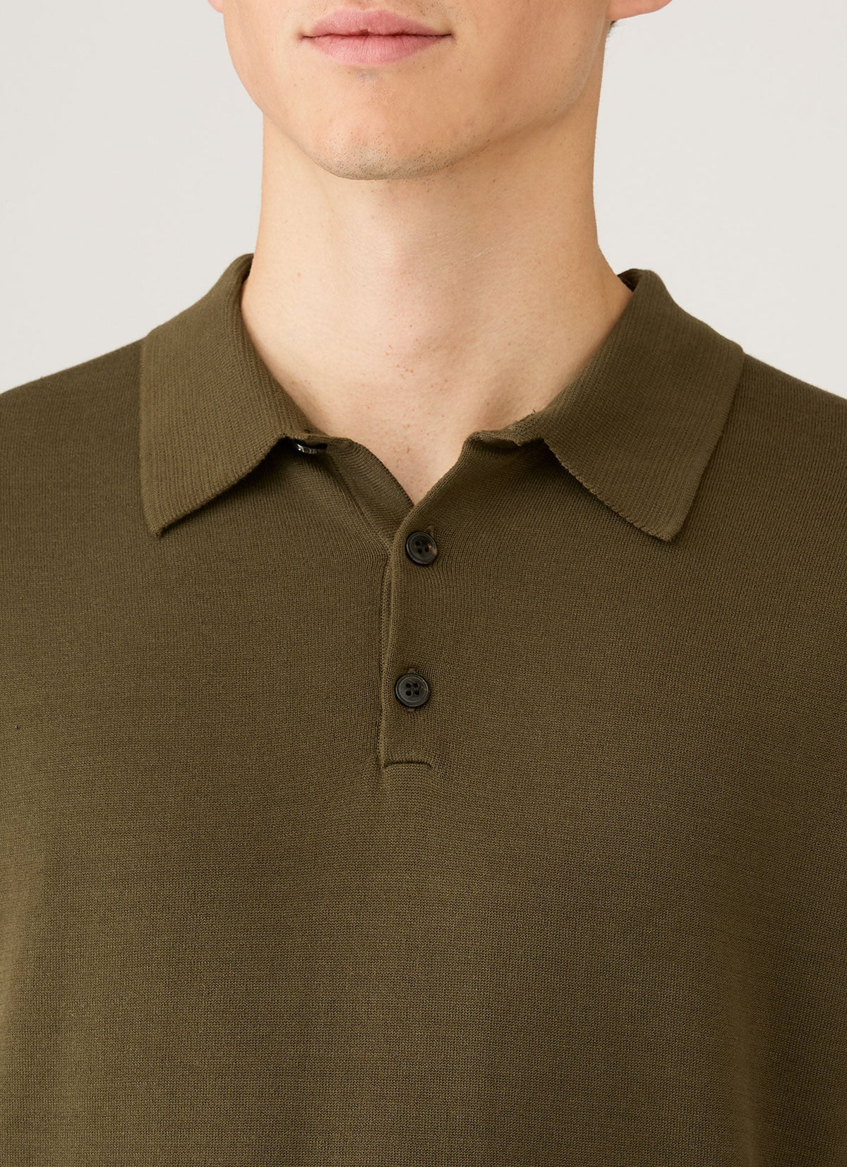 Polo en maille de coton Sea Island pour homme, couleur olive intense