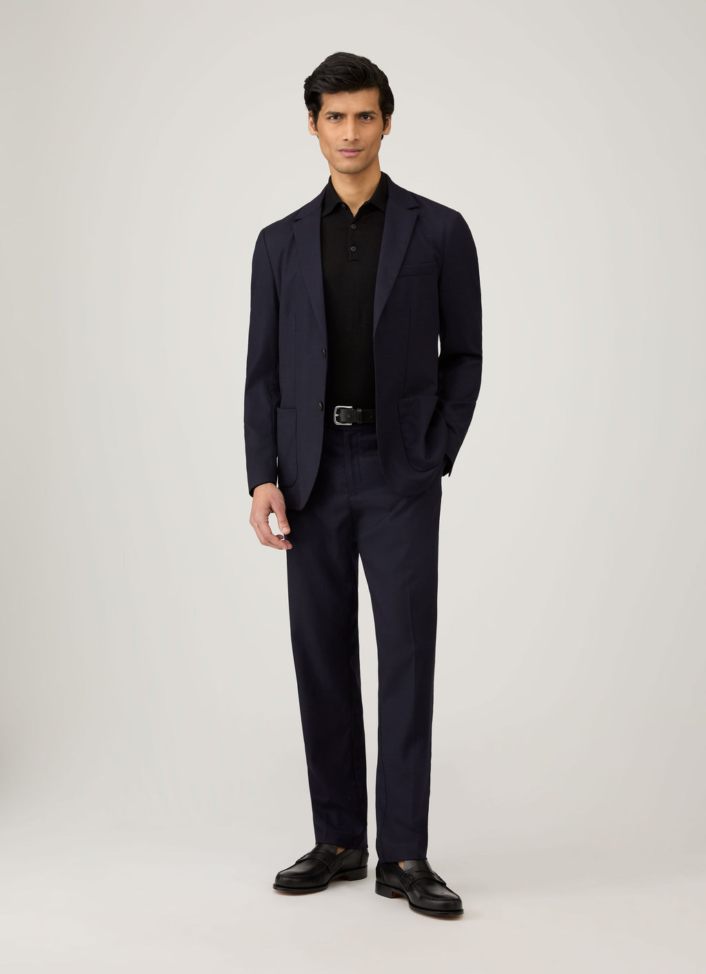 Polo en maille Mérinos Extra-Fin Homme Noir