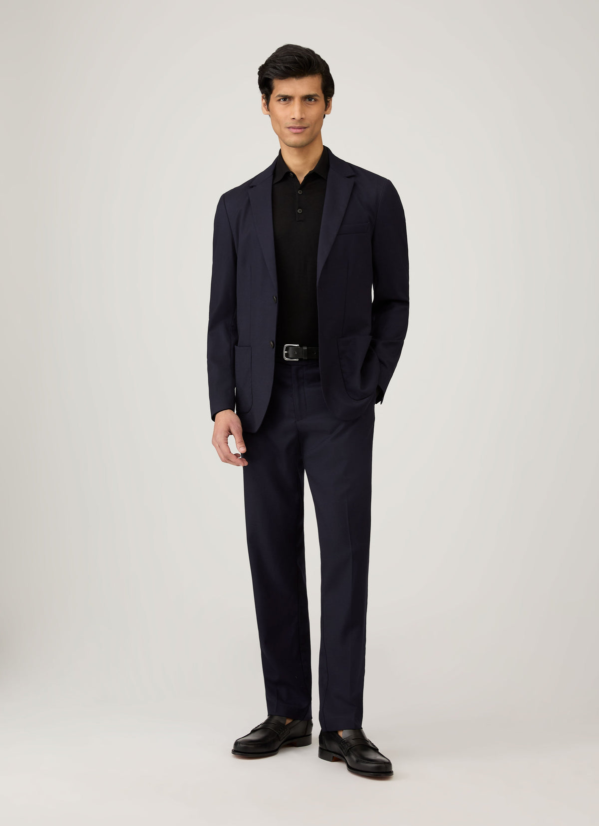 Polo en maille Mérinos Extra-Fin Homme Noir