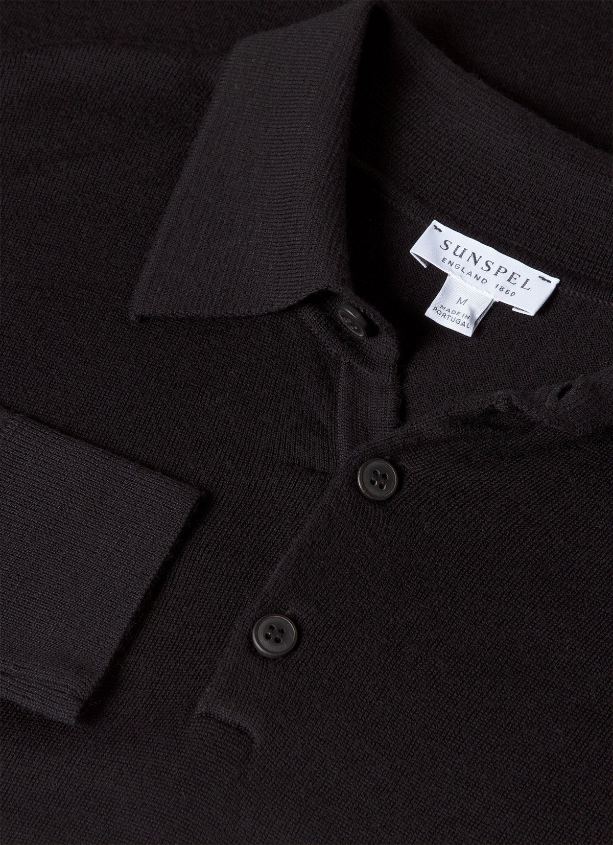 Polo en maille Mérinos Extra-Fin Homme Noir