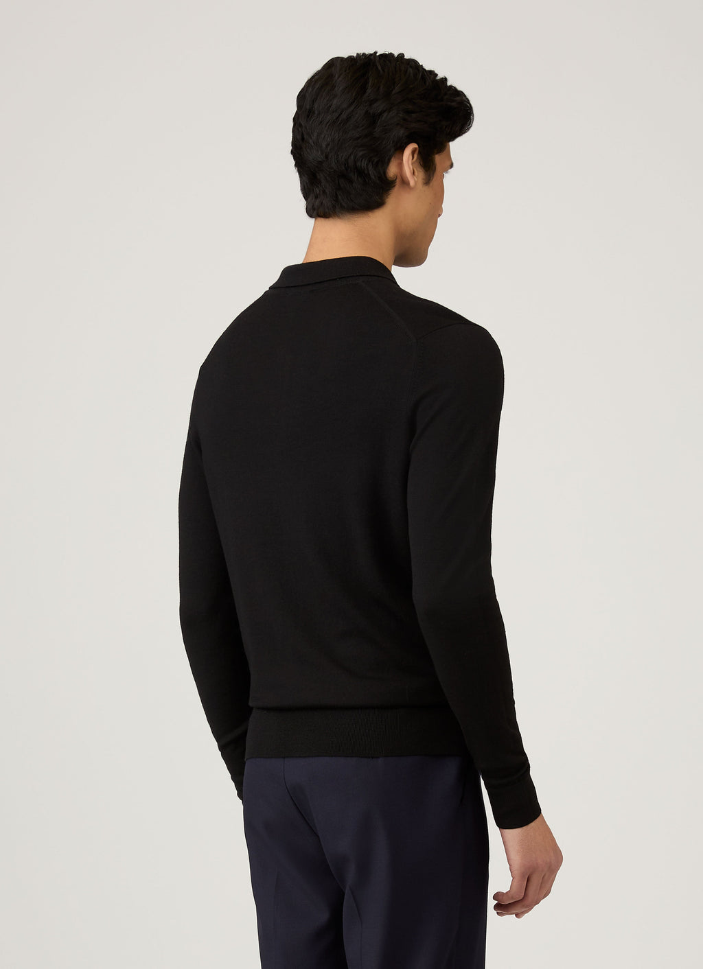 Polo en maille Mérinos Extra-Fin Homme Noir