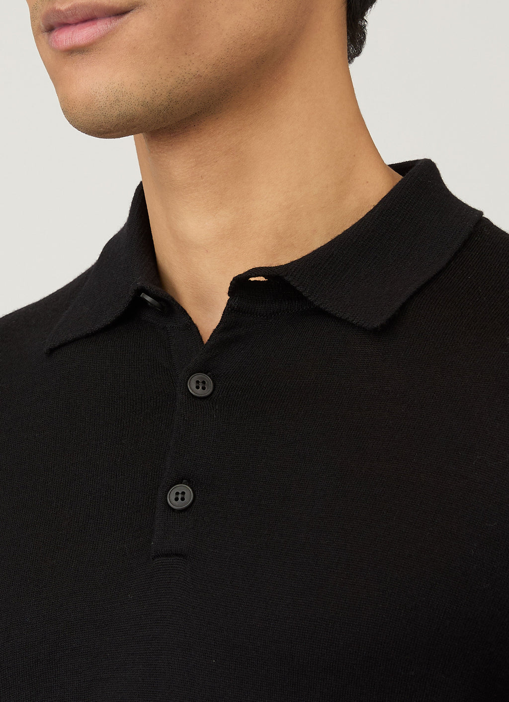Polo en maille Mérinos Extra-Fin Homme Noir