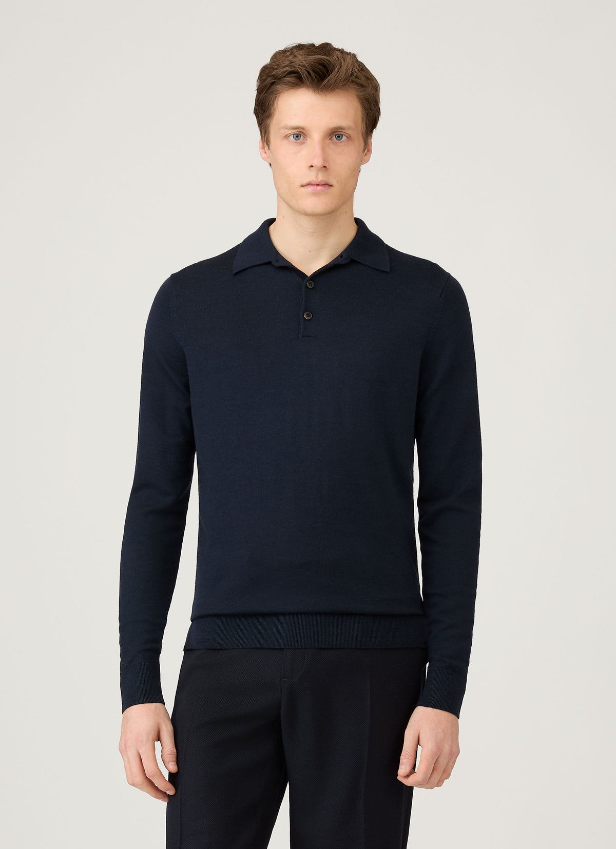 Polo en maille Mérinos extra-fin pour homme - Marine