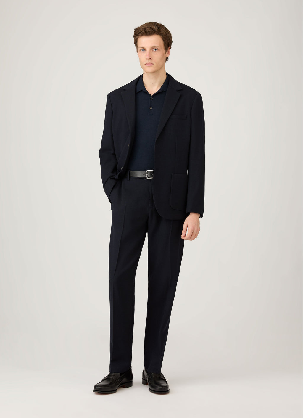 Polo en maille Mérinos extra-fin pour homme - Marine