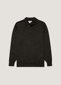 Polo en maille Mérinos extra-fin pour homme, coloris gris anthracite chiné
