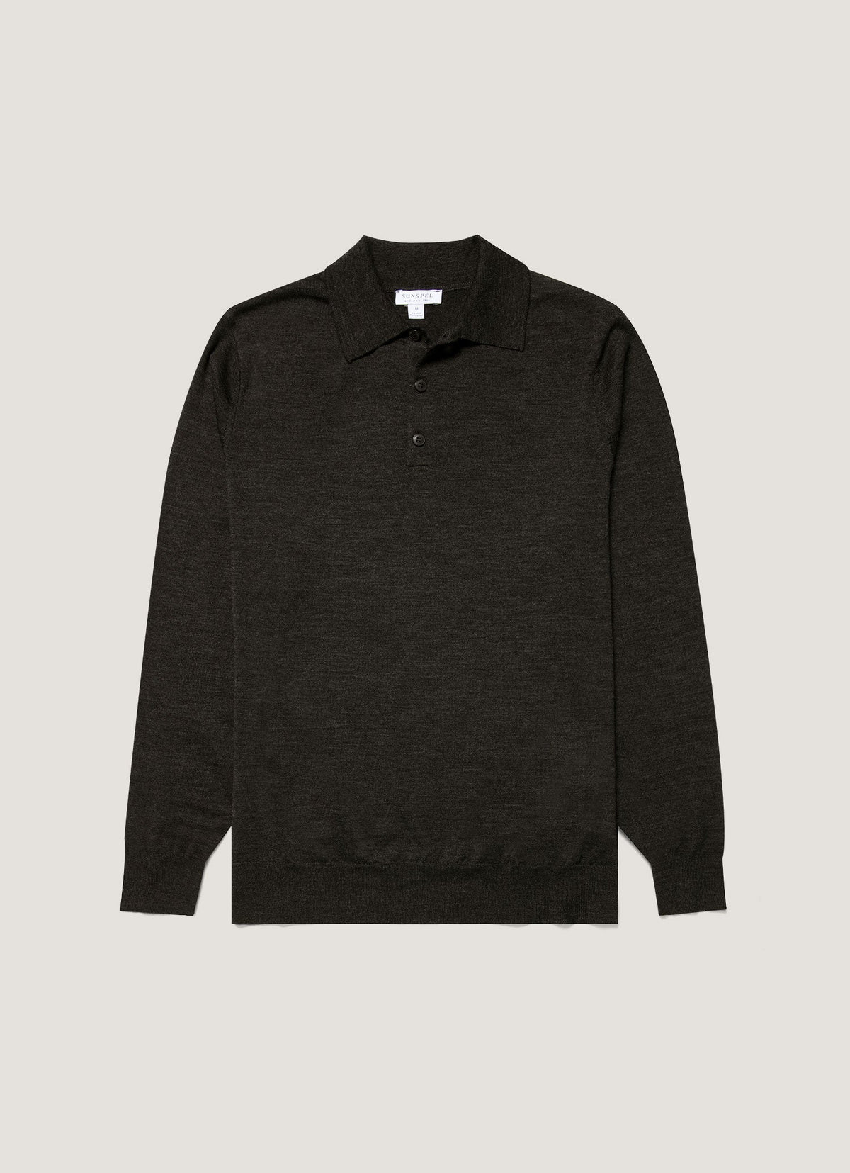 Polo en maille Mérinos extra-fin pour homme, coloris gris anthracite chiné