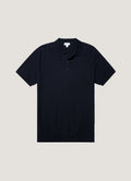 Polo en maille de coton bleu marine pour homme