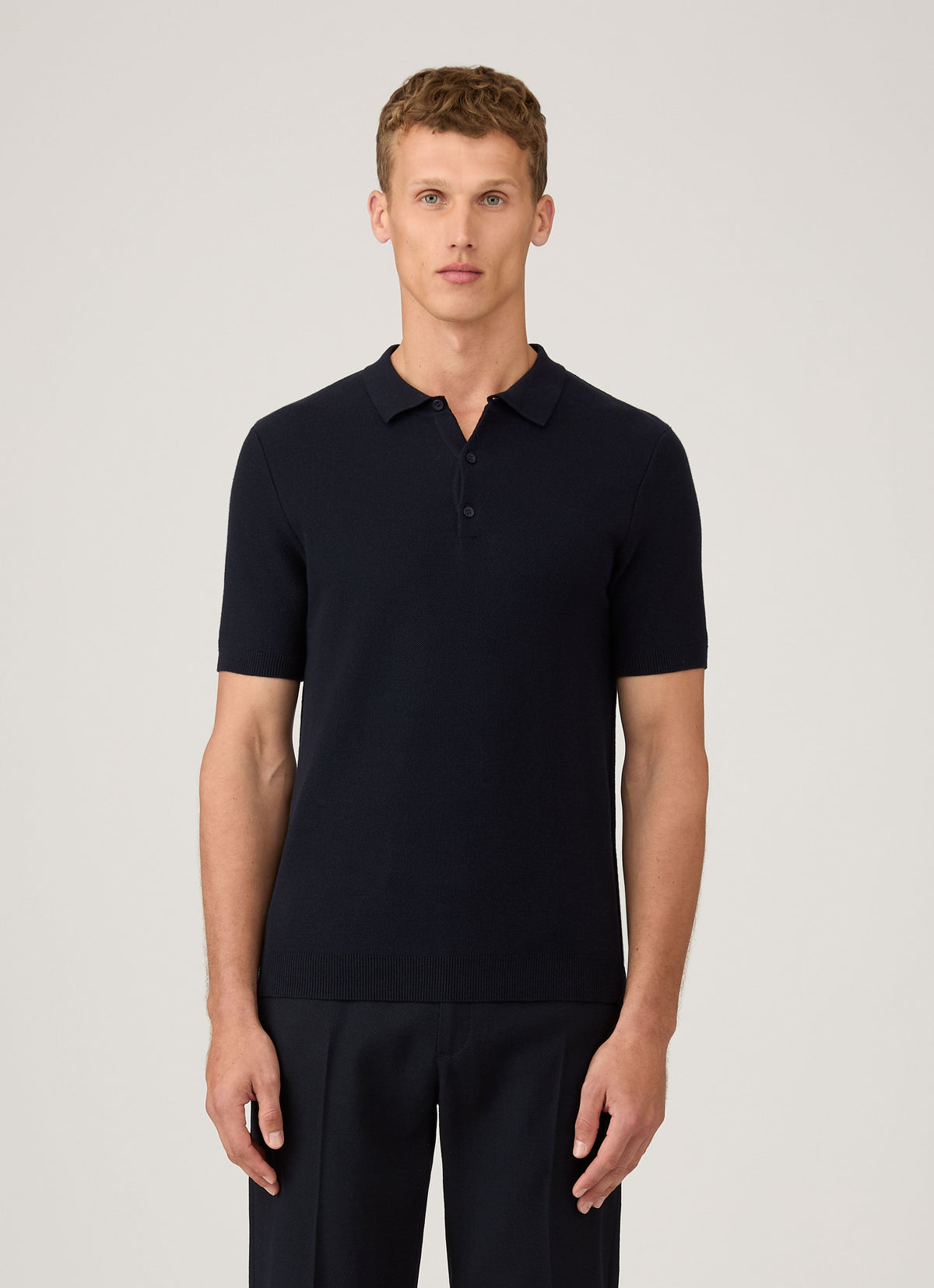 Polo en maille de coton bleu marine pour homme