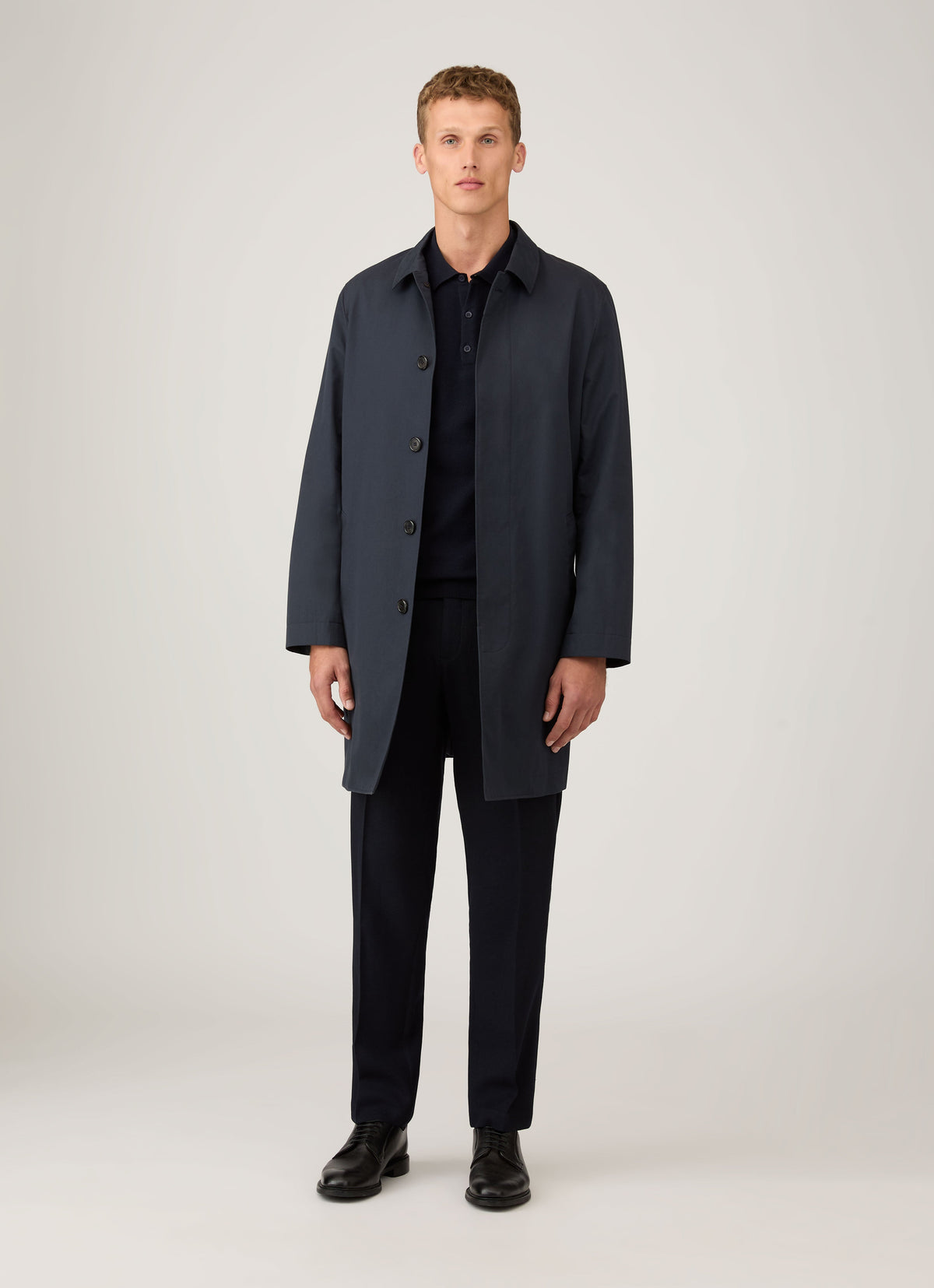 Polo en maille de coton bleu marine pour homme
