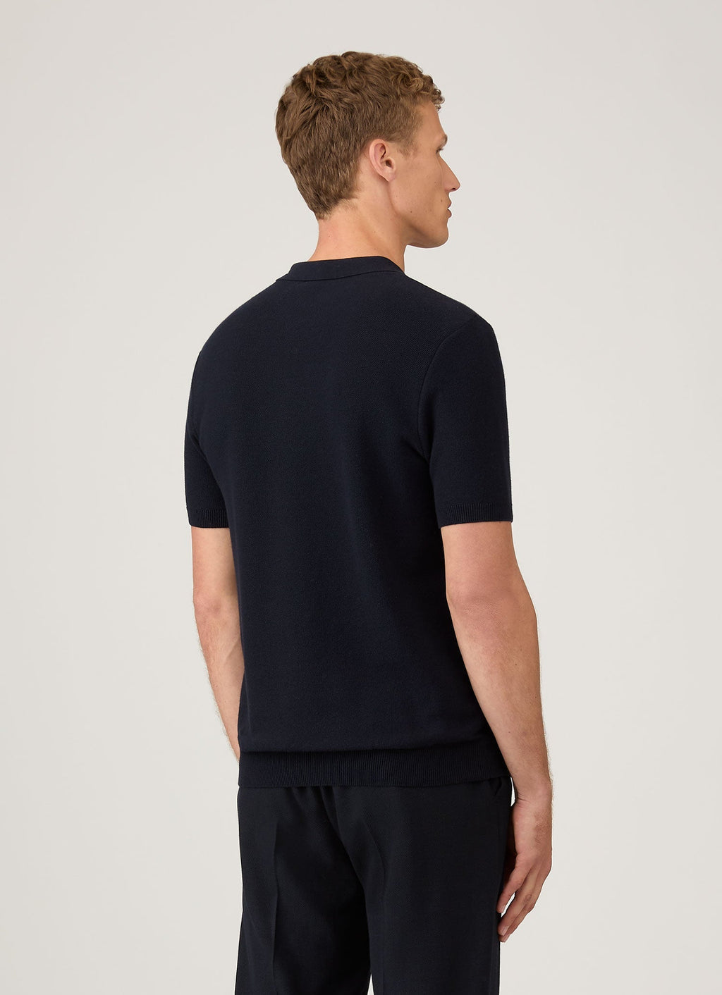 Polo en maille de coton bleu marine pour homme