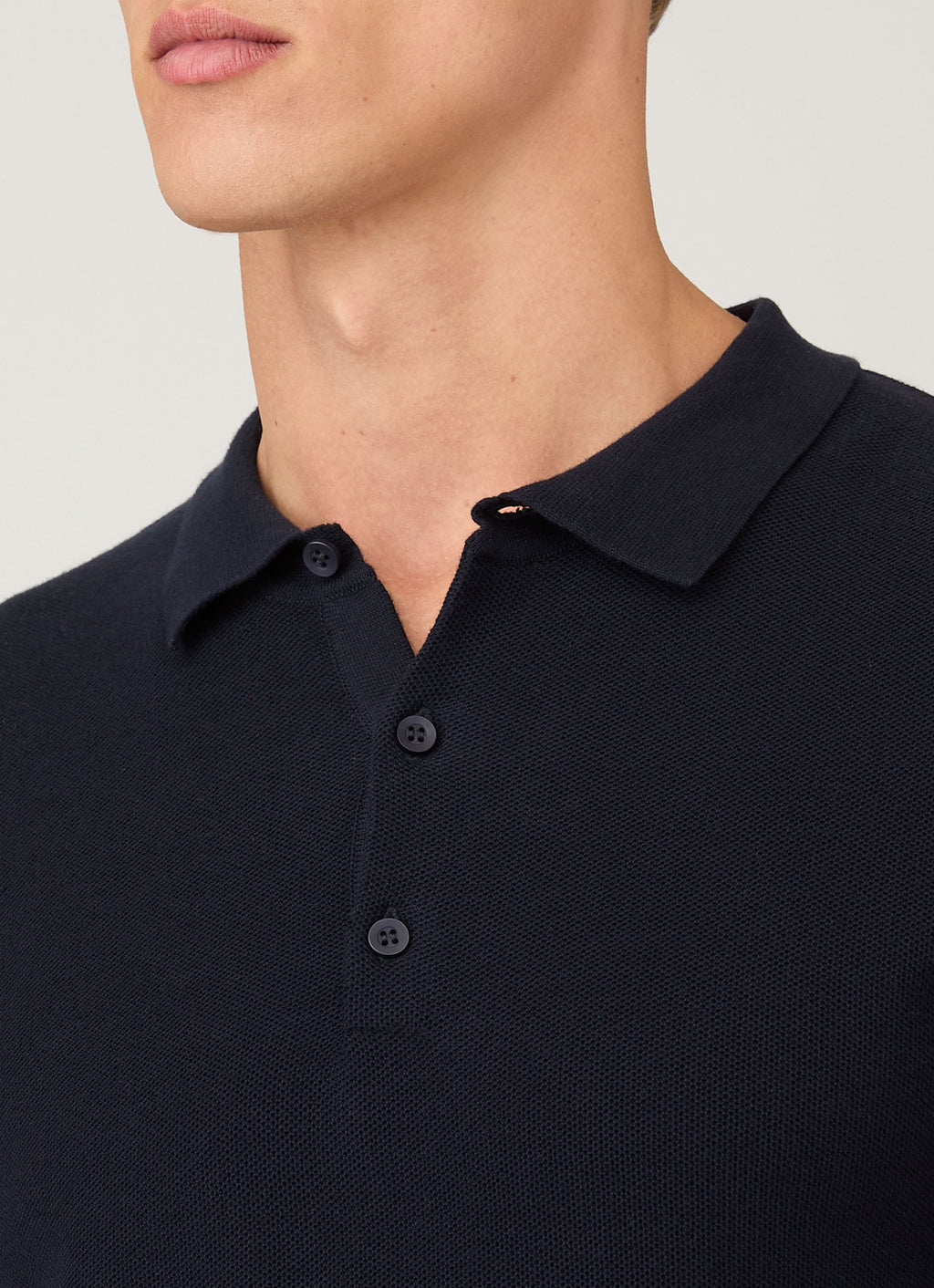 Polo en maille de coton bleu marine pour homme