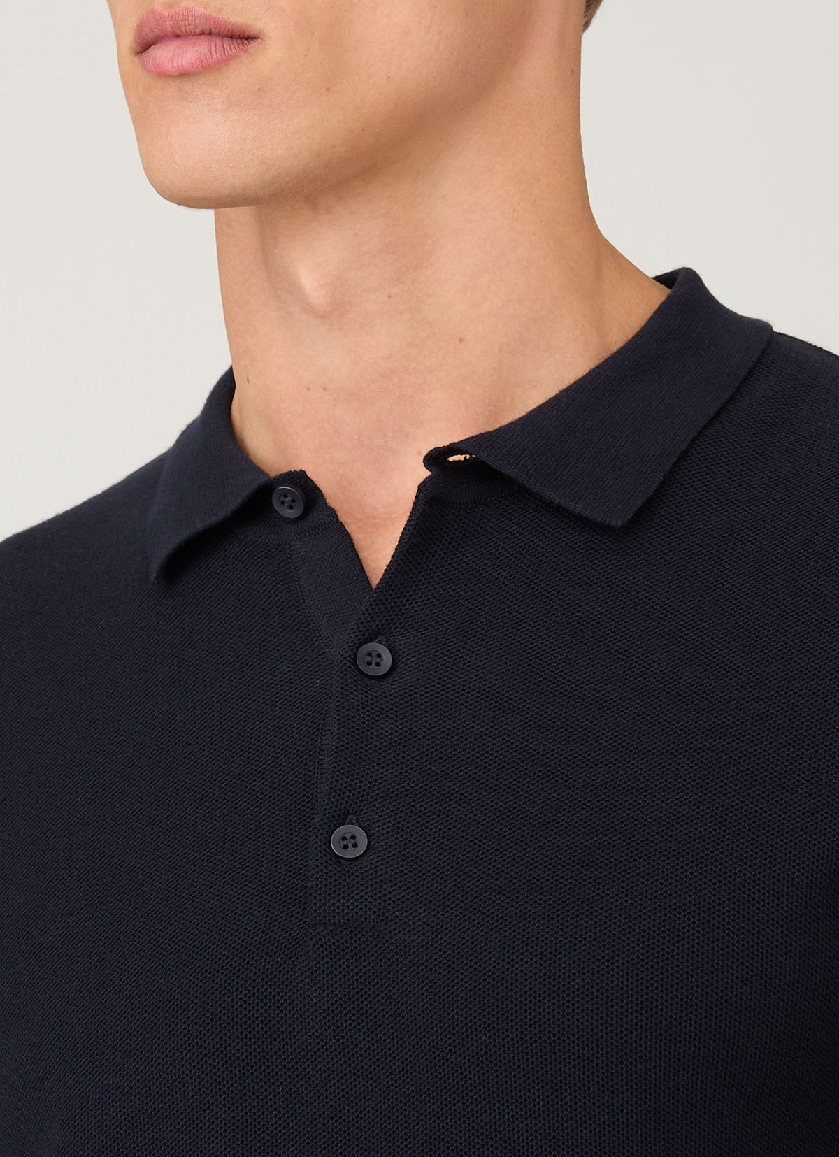 Polo en maille de coton bleu marine pour homme