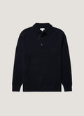 Polo en maille d'agneau mérinos pour homme coloris bleu marine mouliné