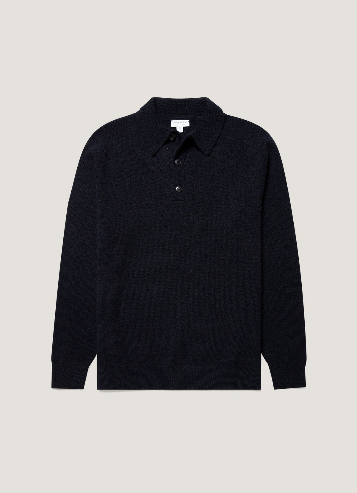 Polo en maille d'agneau mérinos pour homme coloris bleu marine mouliné