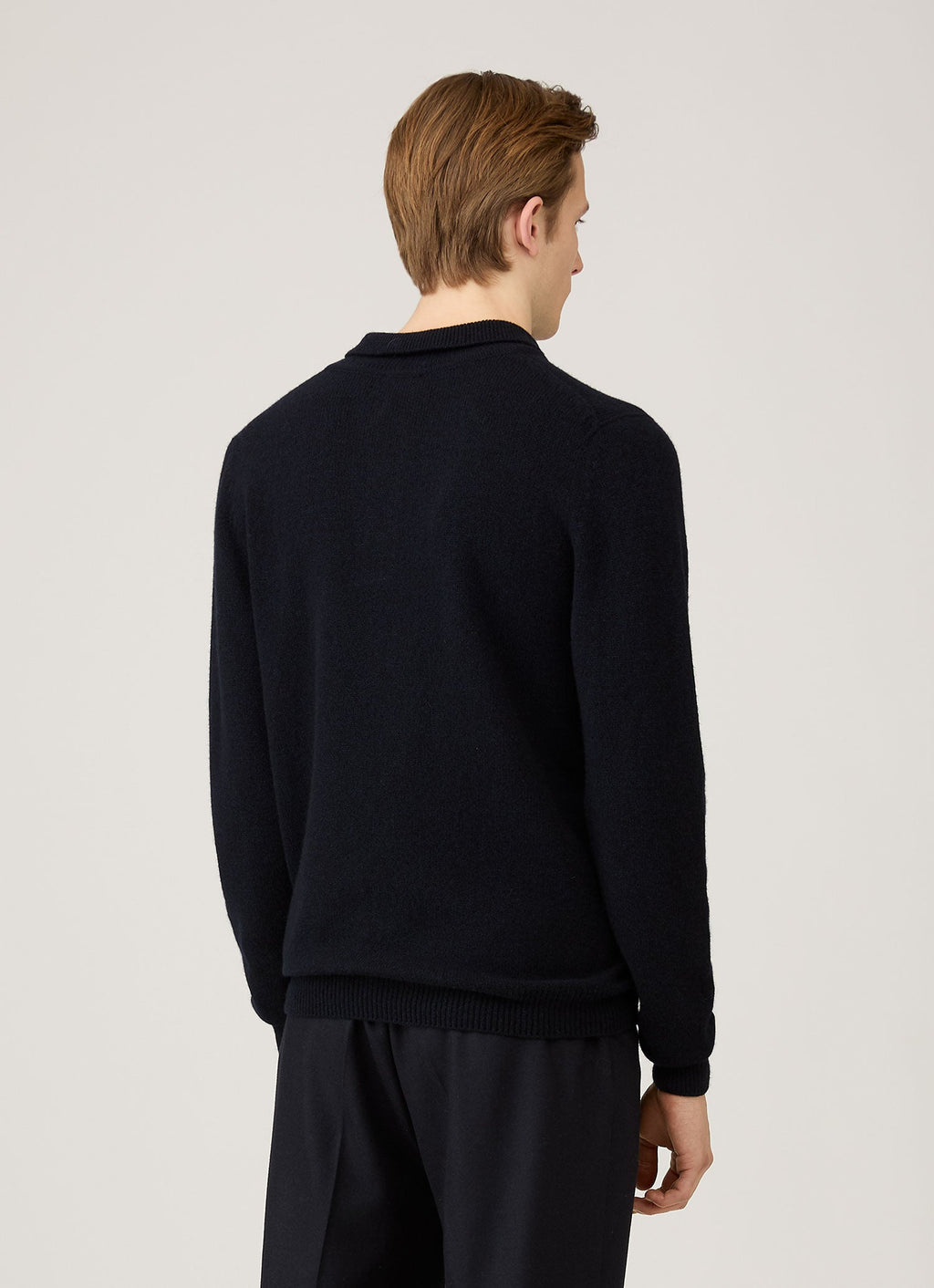 Polo en maille d'agneau mérinos pour homme coloris bleu marine mouliné