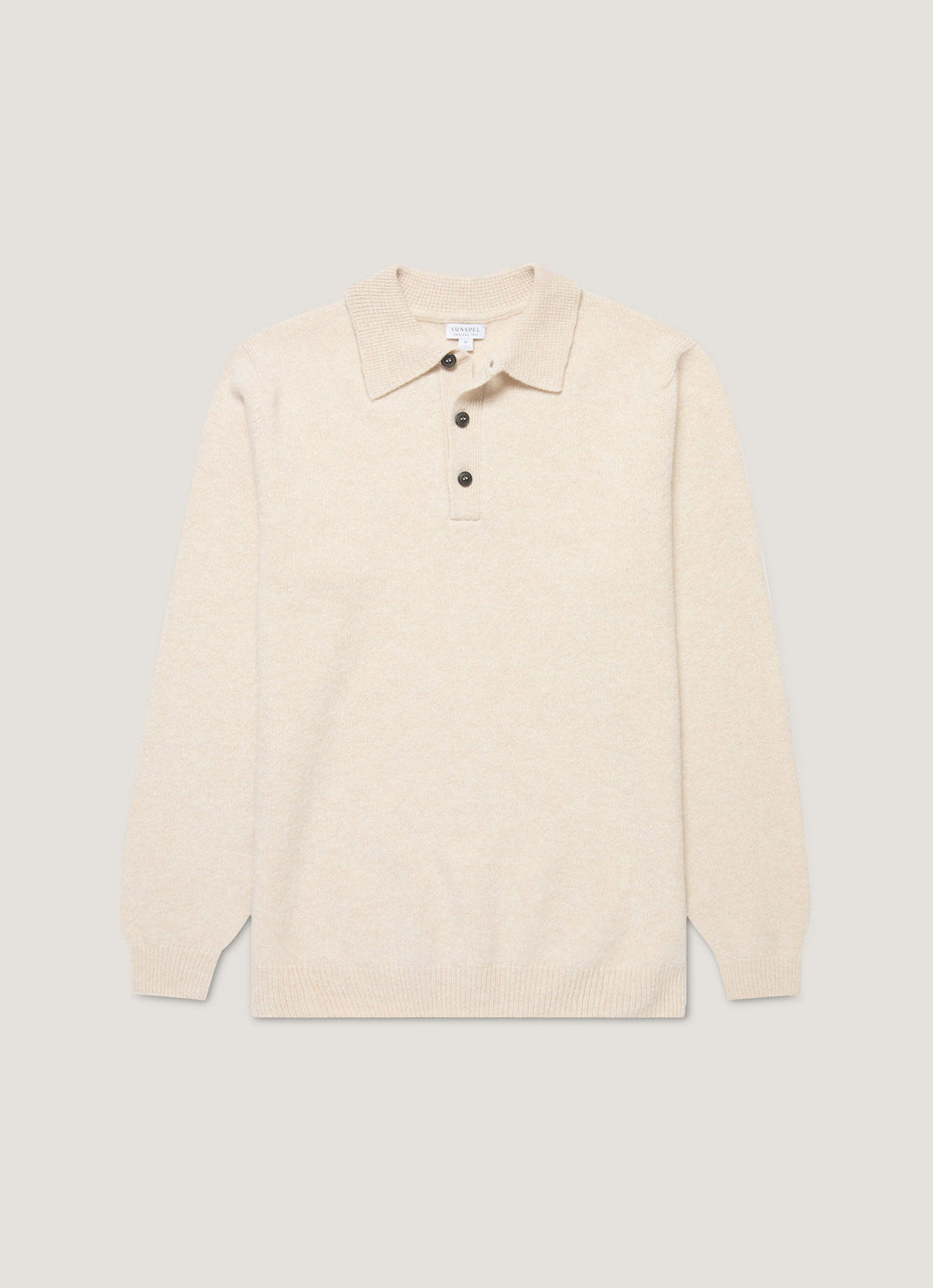Polo en maille d'agneau mérinos pour homme, coloris melange avoine