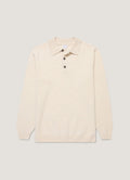 Polo en maille d'agneau mérinos pour homme, coloris melange avoine